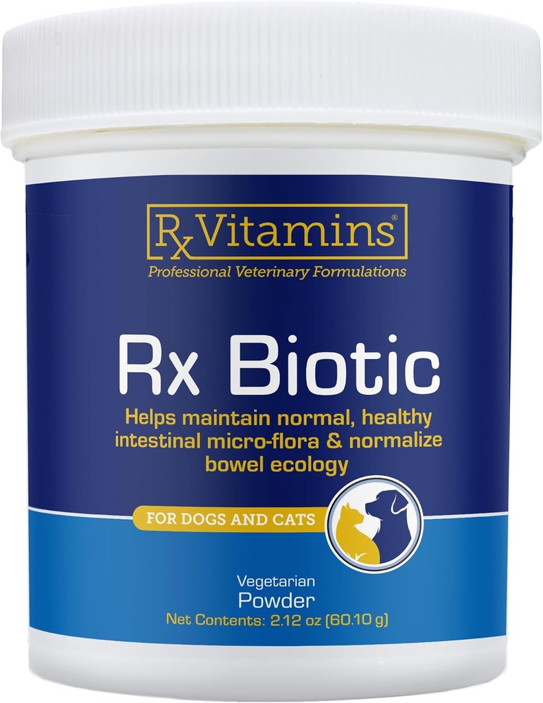 Rx Vitamines Biotique Rx - Poudre probiotique pour les chiens et les chats - Soutien digestif pour les chats et probiotique pour les chiens Gut Health - Probiotiques pour les chiens pour la santé digestive - 2.12oz