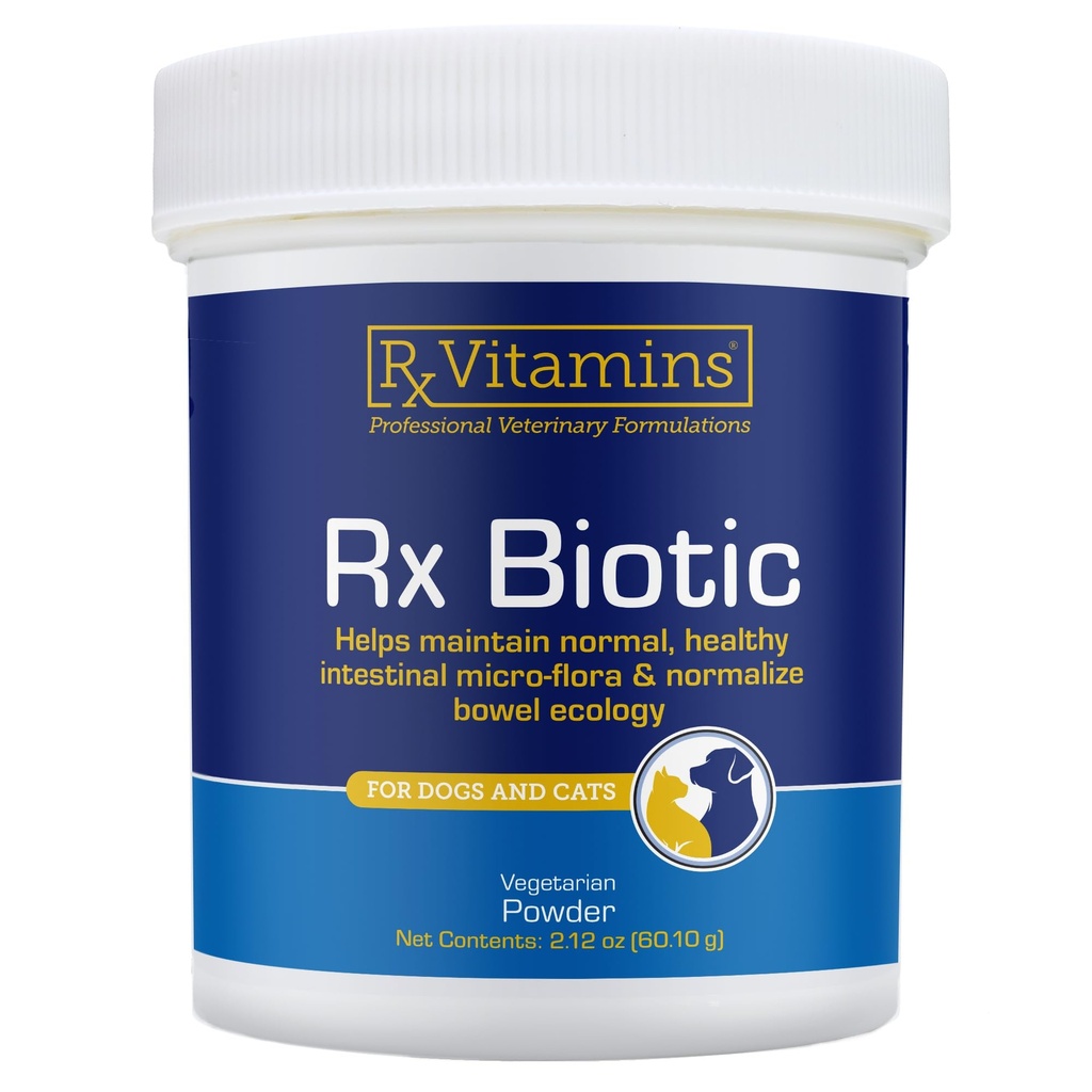 Rx Vitamines Biotique Rx - Poudre probiotique pour les chiens et les chats - Soutien digestif pour les chats et probiotique pour les chiens Gut Health - Probiotiques pour les chiens pour la santé digestive - 2.12oz