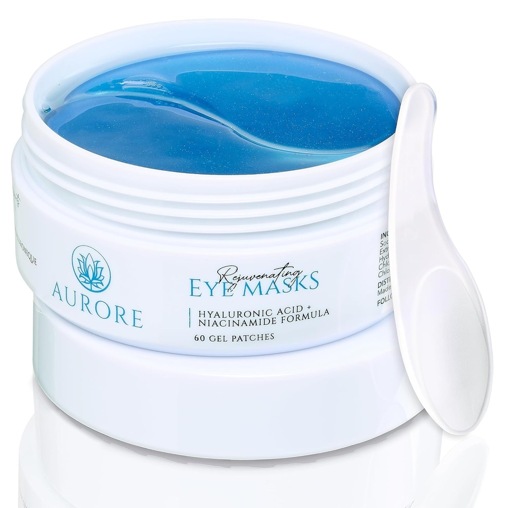 AURORE Patchs sous les yeux avec acide hyaluronique, collagène, niacinamide - pour Yeux Puffy, Cercles foncés, Rides, Fines Lignes - Hydratant & Brightening, 30 paires (60 patchs gel) - Masques oculaires rajeunissants