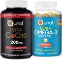 Qunol CoQ10 100mg Softgels, 3X Meilleure absorption, 4 mois d'approvisionnement, 120 Compte + Huile de poisson Oméga 3 Mini Softgels, 1000mg Oméga 3 EPA + DHA, 3 mois d'approvisionnement, 180 Compte