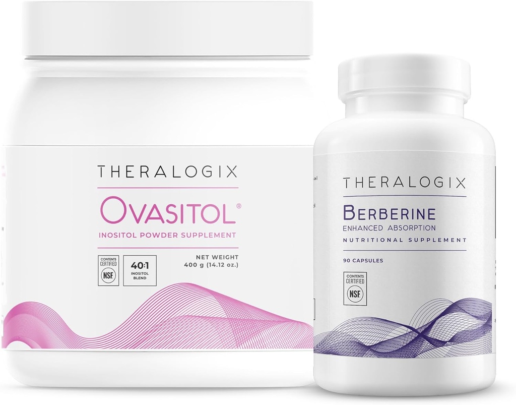 Theralogix Ovasitol Inositol Canister + Berberine Bundle d'absorption améliorée, 14.12 Ounce & 90 Compte (paquet de 2)