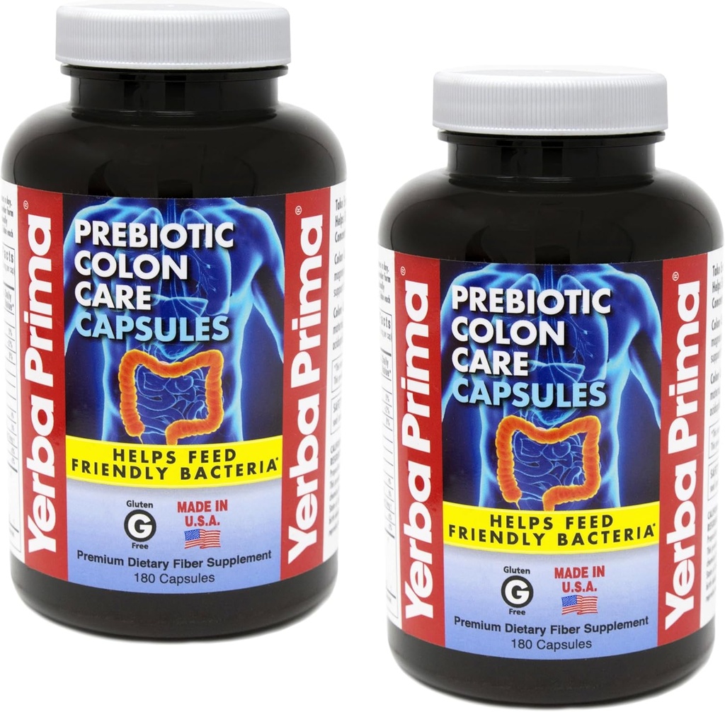Yerba Prima Prebiotic Colon Care Capsules, non OGM, Keto Friendly, 180 capsules, (2 paquets)