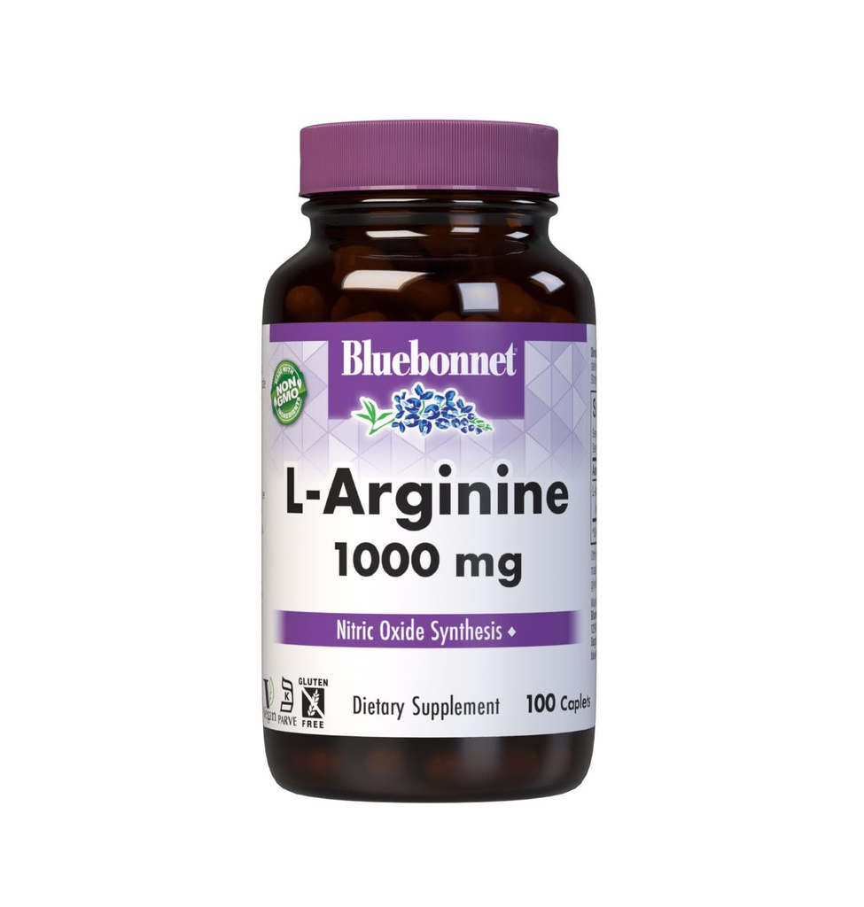 Bluebonnet LArginine 1000 Mg Capsules de vitamines, 100 Nombre