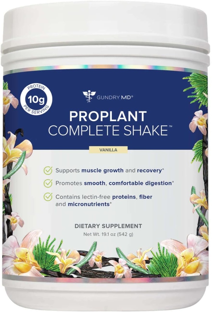 Gundry MD® Pro Plant Complete ShakeTM Mélange de protéines végétales à haute fibre, 20 portions (Vanilla)