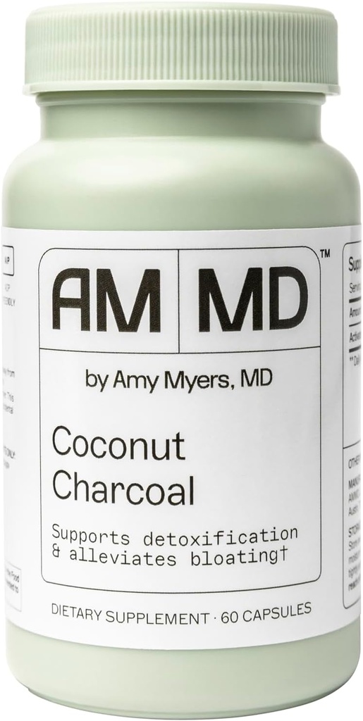 Capsules de charbon de coco de The Myers Way Protocol - Charbon, gaz naturel activé et soutien pour les effets de la moisissure/toxines - Supplément alimentaire 60 capsules, 30 portions - Dr Amy Myers