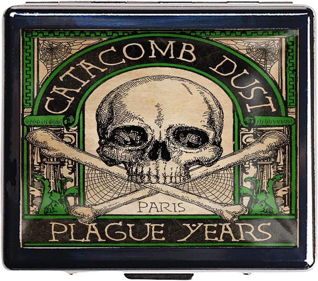 Silver Vintage Pill Box Boîte à pilules métalliques de 7 jours avec miroir et 8 compartiments Mignon organisateur de pilules de voyage pour la Purse (Crâne de la vigne)