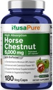 NusaPure Horse Châtaigne 20:1 Extrait, 300 mg Équivalent à 6 000mg 180 Caps Végétiques Non-OGM, Vegan, BioPerine, Fleur de Calendula
