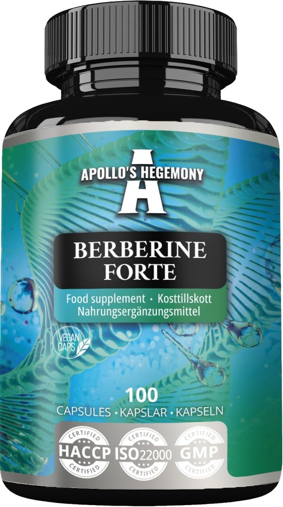 APOLLO'S HEGEMONY Berberine 485 mg par gélule - 100 capsules véganes - 3 mois d'approvisionnement - pour le métabolisme amélioré et la vitalité - supplément alimentaire