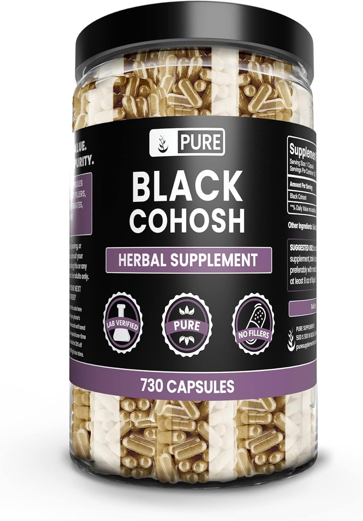 Ingrédients originaux purs Cohosh noir (730 Capsules) Pas de Magnésium ou de Rice Fillers, Toujours Pure, Verified Lab