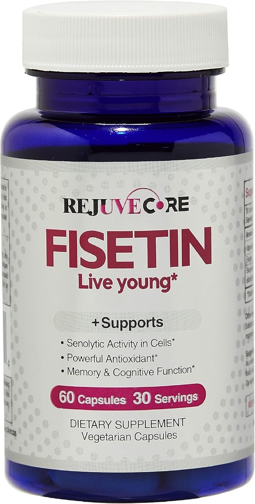 Fisetin (60 capsules, 1 bouteille) - Cellules mortes propres. Supplément anti-âge.