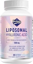 Suppléments d'acide hyaluronique liposomique 1000mg-haute biodisponible Capsules d'acide hyaluronique alimentaire avec polysaccharides de Tremella, Hydratation de la peau double résistance,Lubrification conjointe,1paquet