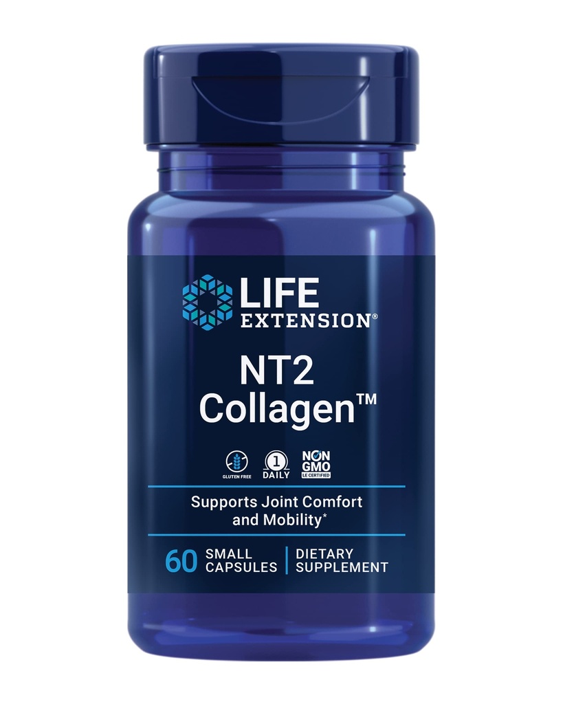 Life Extension NT2 Collagen™, Joint Health Supplement for Joint Comfort & Mobility, Gluten-Free, Non-GMO, 1 Daily, 60 Small Capsules