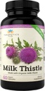 Thistle de lait biologique $ Non OGM 2000mg 4X Concentré supplément quotidien végétalien avec/extrait de graines de silymarin pour le soutien du foie, la désintoxication et le nettoyage - 60 capsules de légumes