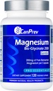 CanPrev Magnésium Bis-Glycinat doux 200mg, 120 V-Caps 120-Jour d'approvisionnement - supplément de magnésium élémentaire pur, soutient la fonction osseuse et musculaire, doux sur l'estomac, parfait pour les besoins quotidiens de magnésium