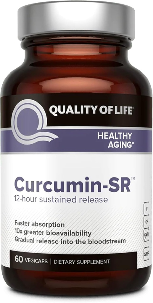 Qualité de vie Curcumin-SR - Vieillissement en santé, soutien à l'inflammation - 60 Vegicaps