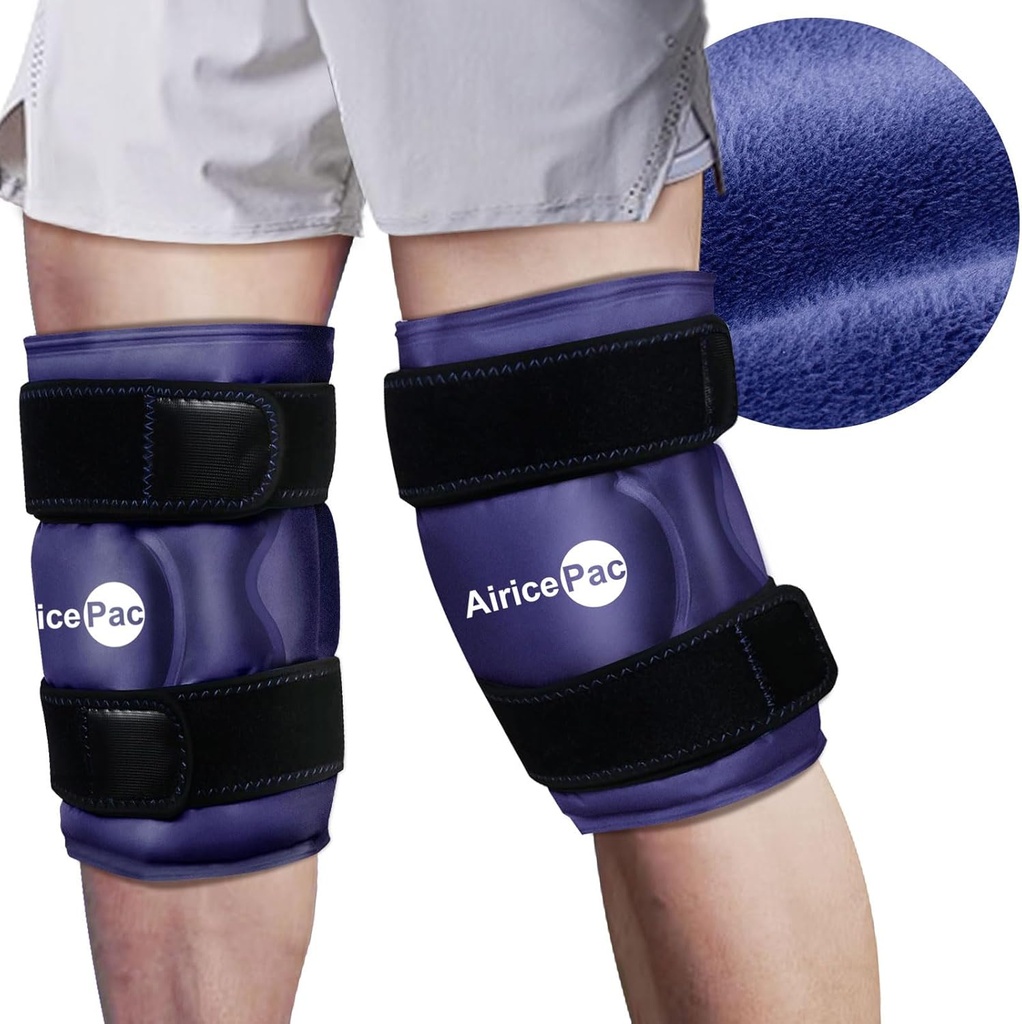2 pack de glace pour soulager la douleur au genou, gel réutilisable en enduit de glace pour blessures, gonflement, chirurgie de remplacement du genou, traitement du compresseur froid pour l'arthrite, ménisque et ACL, bleu