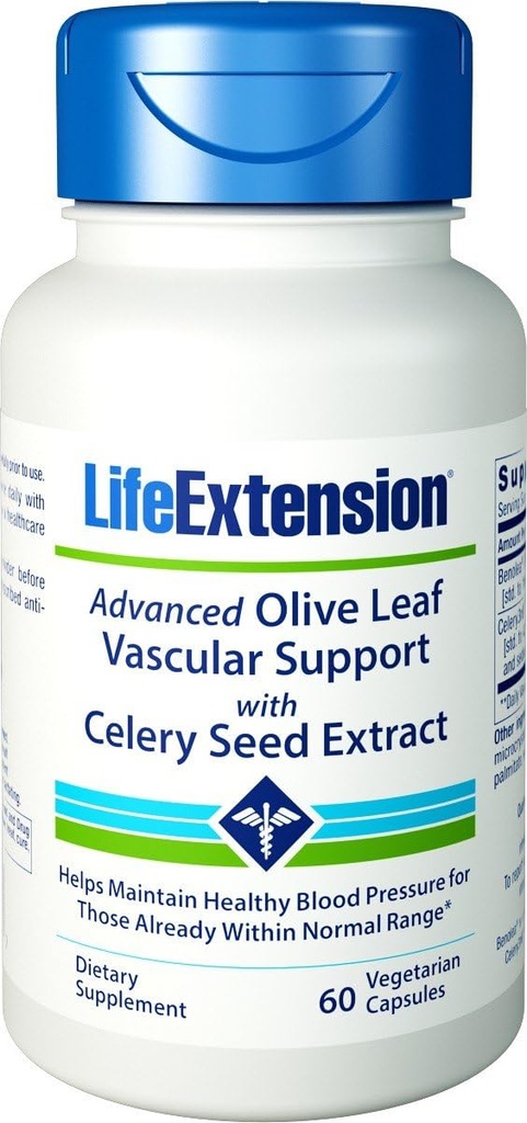 Advanced Olive Leaf Vascular Support with Celery Seed Extract 60 Vegetarian Capsules-Pack-3