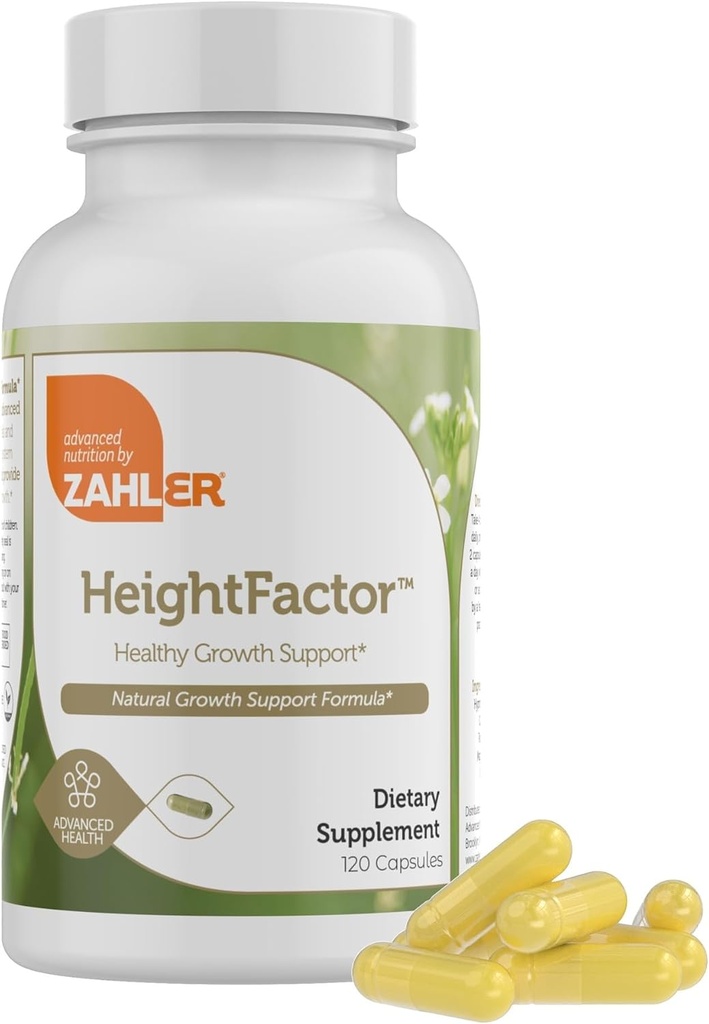 Zahler - Facteur de hauteur Soutien à la croissance saine Capsules vitaminiques et minérales (120 Nombre) - Supplément de taille et de croissance Kosher pour les enfants, les adolescents et les jeunes adultes - Grow Taller Soutien à l'hormone de croissance Nutriments