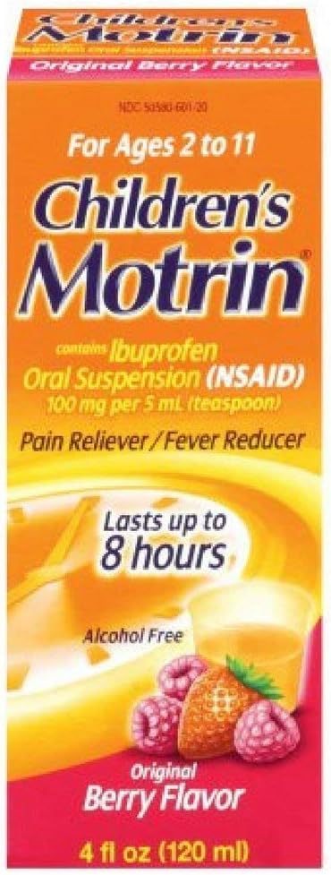 Motrin Ibuprofène pour enfants Suspension orale Original Berry Flavor, 100 mg, Original Berry Flavor 4 oz (paquet de 3)