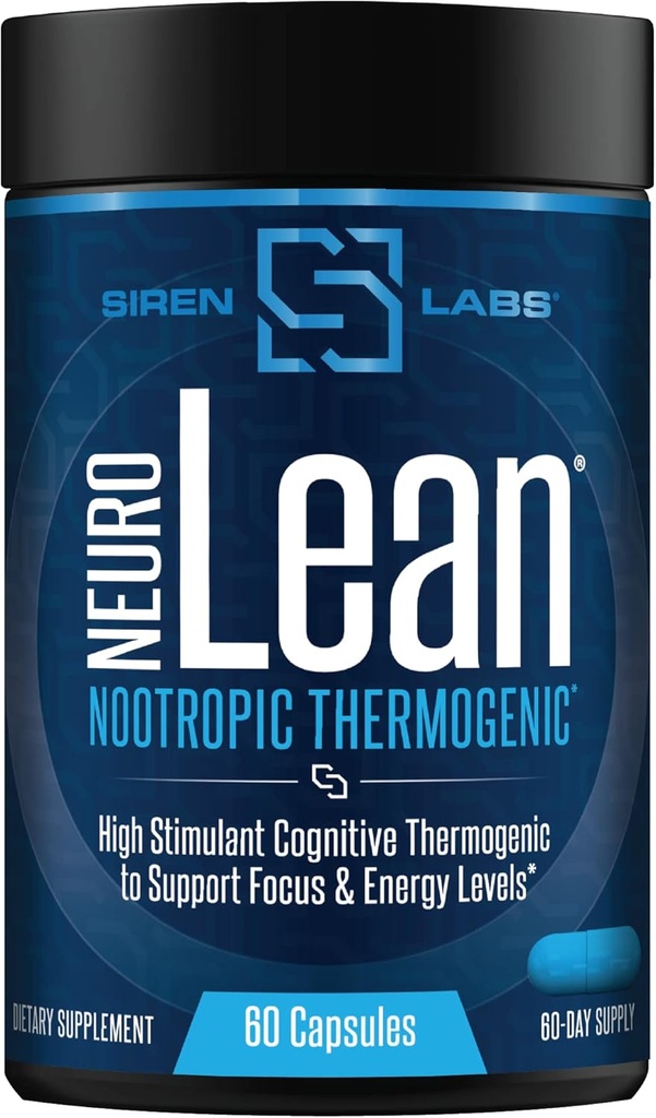 Siren Labs Neuro Lean Thermogénique concentré pour la santé, la perte d'eau, l'énergie et le focus - 60 capsules