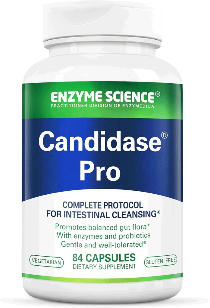 Enzyme Science Candidase Pro - enzymes digestives avec probiotiques Conception pour le nettoyage Candida et le détox Support pour les femmes et pour les hommes - Gut Health - Enzimas Digestivas - 84 Capsules