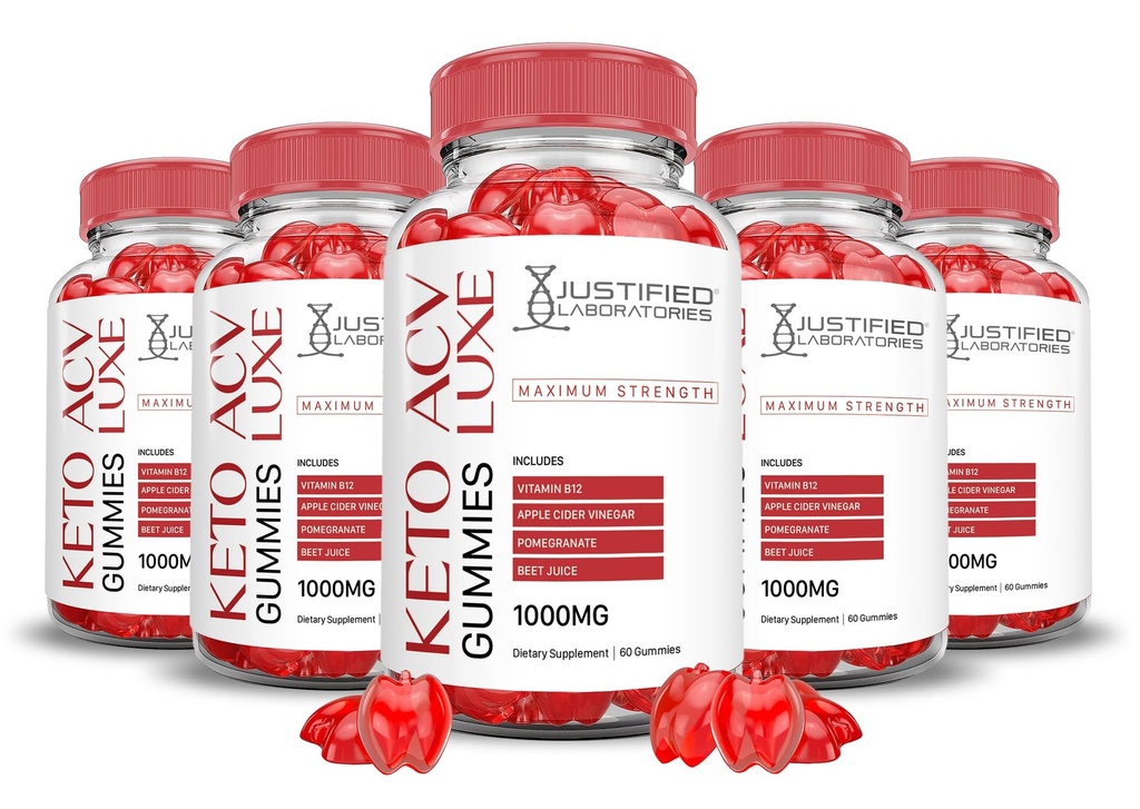 (5 Pack) Luxe Keto ACV Gummies Advanced Formula 1000MG Luxe Keto Gummies vinaigre de cidre de pomme formulé avec du jus de betterave de grenade poudre B12 végétalien non OGM 300 Gummys