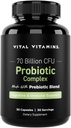 Vitamines vitales Complexe probiotique pour les hommes et les femmes - 70 Million CFU - Fabriqué avec un mélange prébiotique - Soutien digestif, gustatif et immunitaire - Puissant mélange de 10 souches - 30 capsules