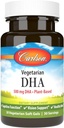 Carlson - Végétarien DHA, 500 mg DHA, base végétale, source durable d'algues, soutien du cerveau, santé de l'humeur, 30 softgels