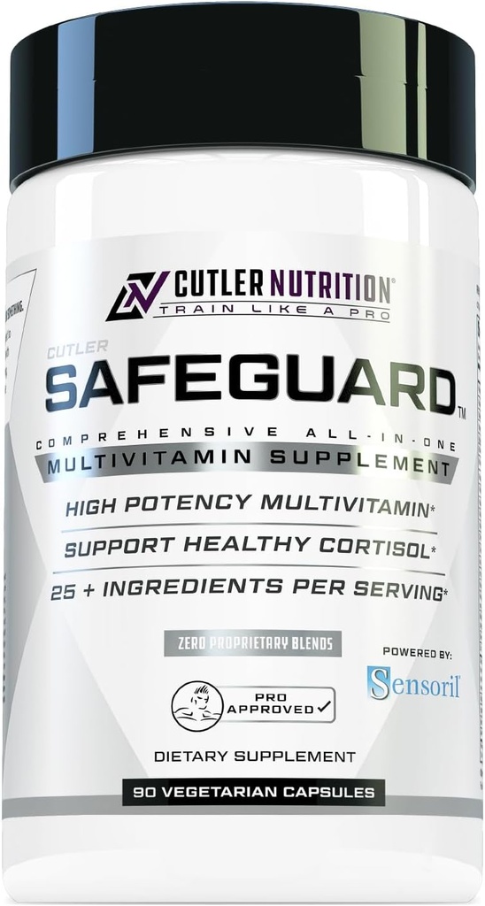 SAFEGUARD Multivitamine haute puissance pour les adultes: Meilleur supplément quotidien de multivitamine et de soutien minéral multi avec extrait Sensoril Ashwagandha pour le soutien de cortisol et la santé adrénale, 90 comte
