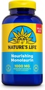 Nature's Life Monolaurin 1000 mg, Nourrissant Monolaurin de noix de coco crue naturelle, Supplément de soutien immunitaire, Gut Health, Gut Flora équilibré, garantie de 60 jours, 125 portions, 250 capsules végétariennes