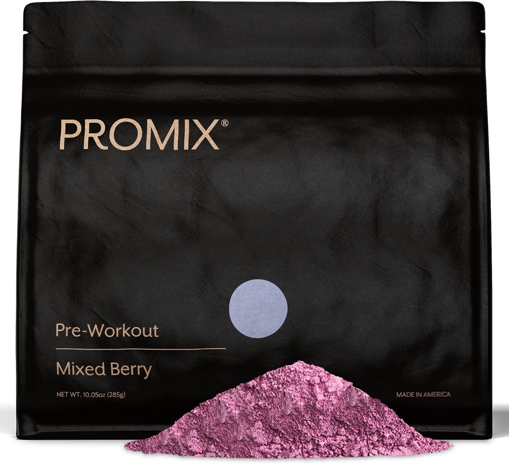ProMix Nutrition Poudre de pré-entraînement, baies mixtes - Maximiser la concentration et la performance - Aide le gain musculaire, l'endurance - Vitamine B12, caféine, bêta-alanine et L-tyrsosine - 30 portions (paquet de 1)