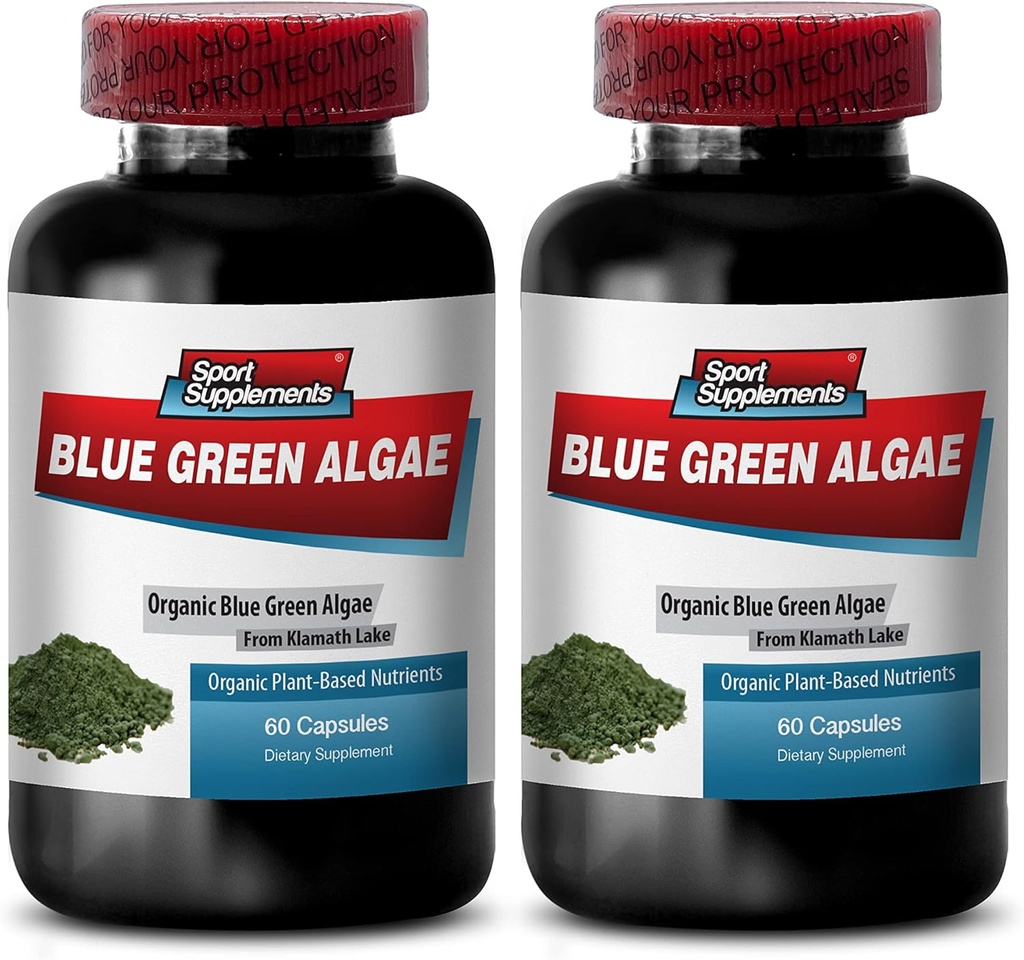 Pure Green Superfood from Klamath Lake to Promote Healthier and Younger Looking Skin - Blue Green Algae 500mg, Blue Green Algae Capsules, Blue Green spirulina, spiruline, chlorella - 2B 120 Cap