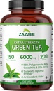 Zazzee Extra Strength Green Tea 20:1 Extrait, 6000 mg Strength, 50% EGCG, 98% Polyphénols et 80% Catcéhins, 150 Capsules Vegan, 5 Mois d'approvisionnement, Standardisé et Concentré 20X Potence, Non-OGM