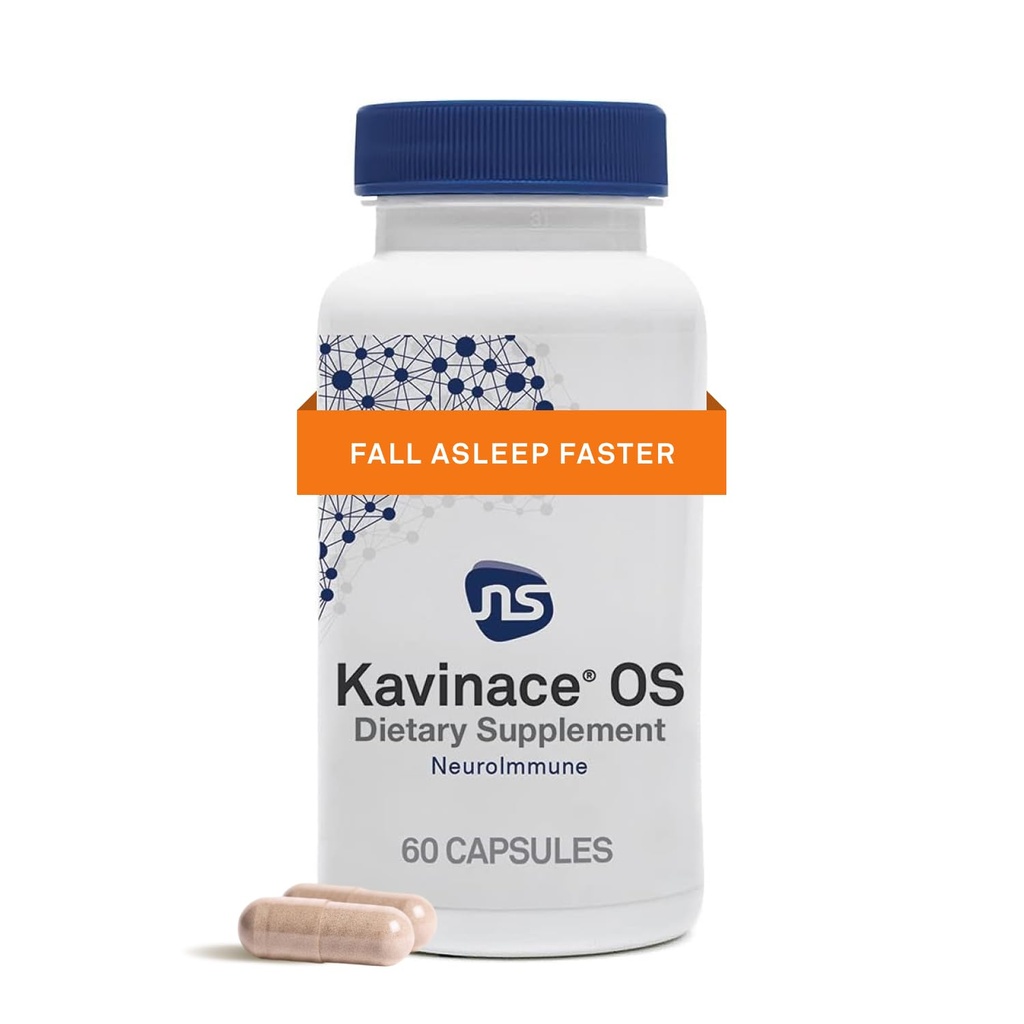 NeuroScience Calm Sleep Aids for Adults - Kavinace OS - Apaisant Neuro Supplément de soutien immunitaire avec L Theanine et 5 mg de mélatonine - Soulagement rapide de l'insomnie après une seule dose (60 capsules)