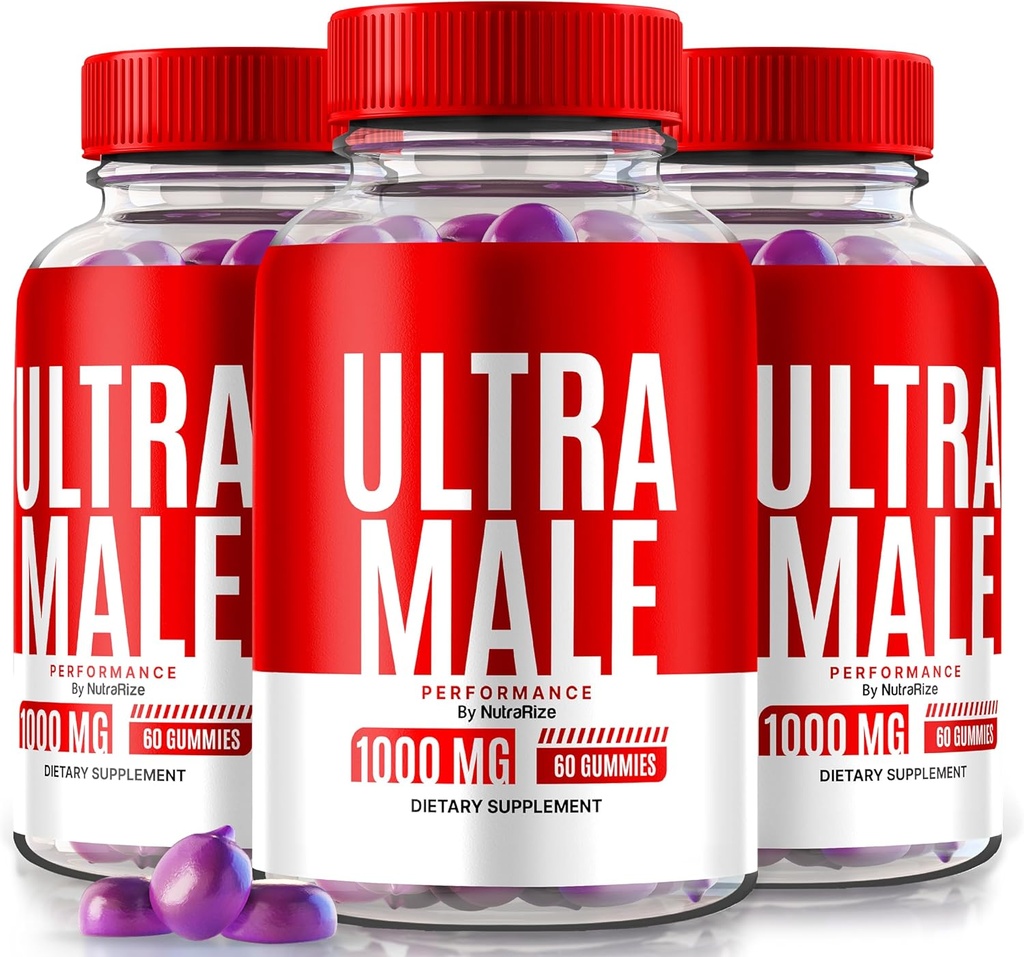 (3 Pack) Gommies Ultra Homme, Gommy Ultra Homme 1000 MG, Gommy Ultra Homme Vitamine, Supplément tout naturel pour stimuler la performance quotidienne et la santé globale, Avis Officiels UltraMale (180 Gommies)