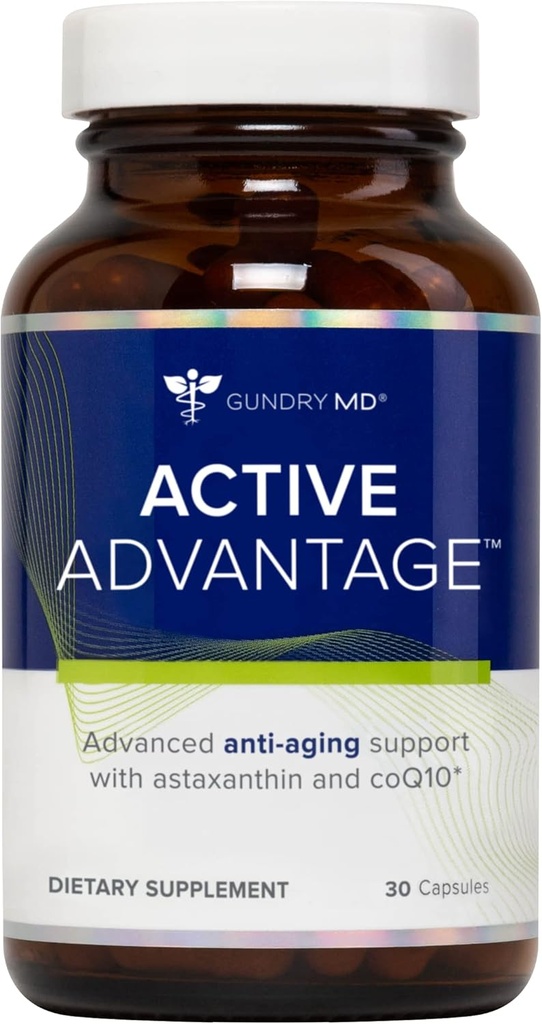Gundry MD® Avantage actif Astaxanthin et CoQ10 Supplément pour soutenir l'énergie, la force et le métabolisme, 30 comtes