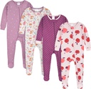 Gerber Baby Girls Baby-girls Pyjamas pieds 4 paquets