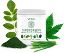 VORG SuperGreens - poudre de superaliments vert 1 avec Chlorella, Orge, Moringa, Kelp, Spiruline, Blégrass - 100% biologique - Probiotiques, fibres et enzymes (1 semaine d'approvisionnement)
