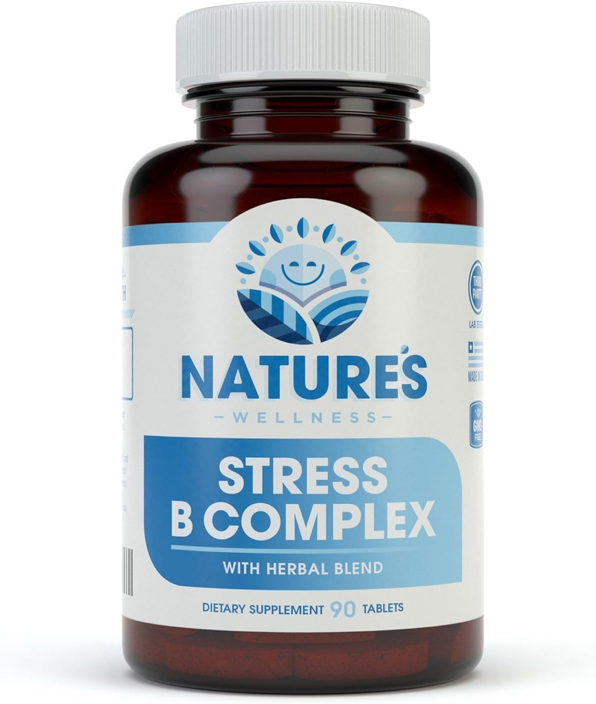 Vitamine B Complex Stress Relief (en anglais seulement) All Natural Mood Enhancer and Stress Support Complement (en anglais seulement) Stress B Complex with Herbal Extract Blend Plus Vitamine C, PABA et Choline