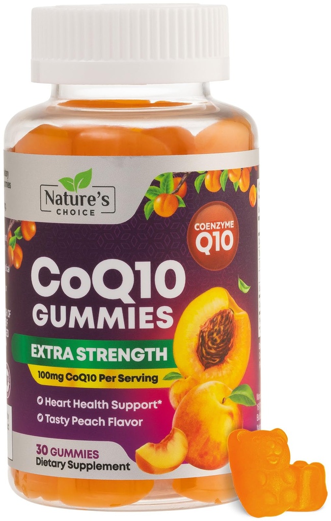 CoQ10 Gummies pour adultes 100mg - 3X Force, Absorption élevée, Supplément antioxydant pour la santé cardiaque et la production d'énergie, Ultra Coenzyme Q10 Vitamines, Coq 10 Suppléments - 30 CoQ10 Gummies