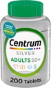 Multivitamine d'argent centrum pour adultes 50 Plus, Supplément multivitamine/multiminérale, vitamine D3, vitamine B, sans gluten, ingrédients non OGM, soutient la mémoire et la cognition chez les adultes âgés - 220 Ct