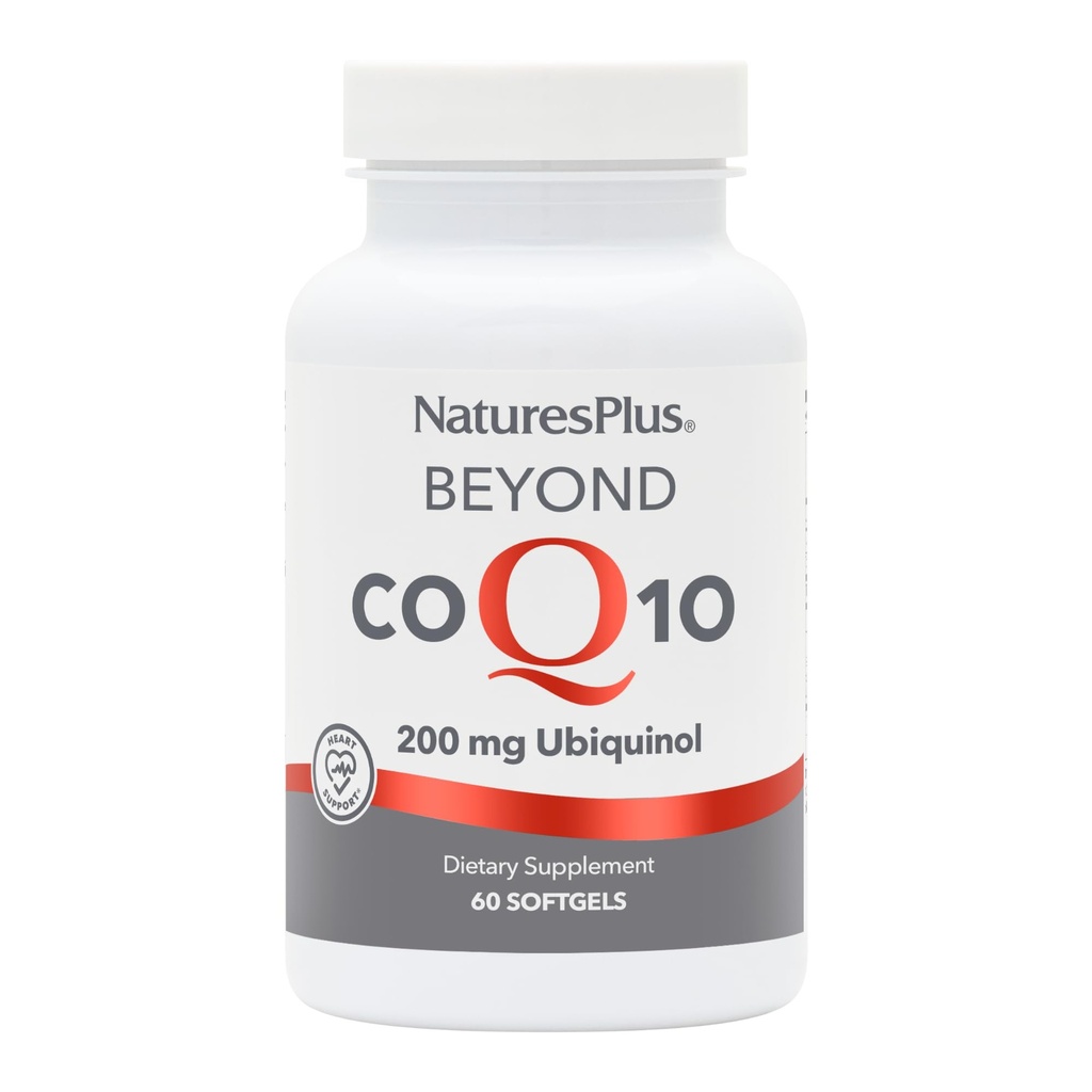 NaturesPlus Beyond CoQ10-200 mg Ubiquinol - 60 Softgels faciles à avaler - Haute puissance, supplément d'absorption élevée, favorise la santé cardiaque, antioxydant - 60 portions