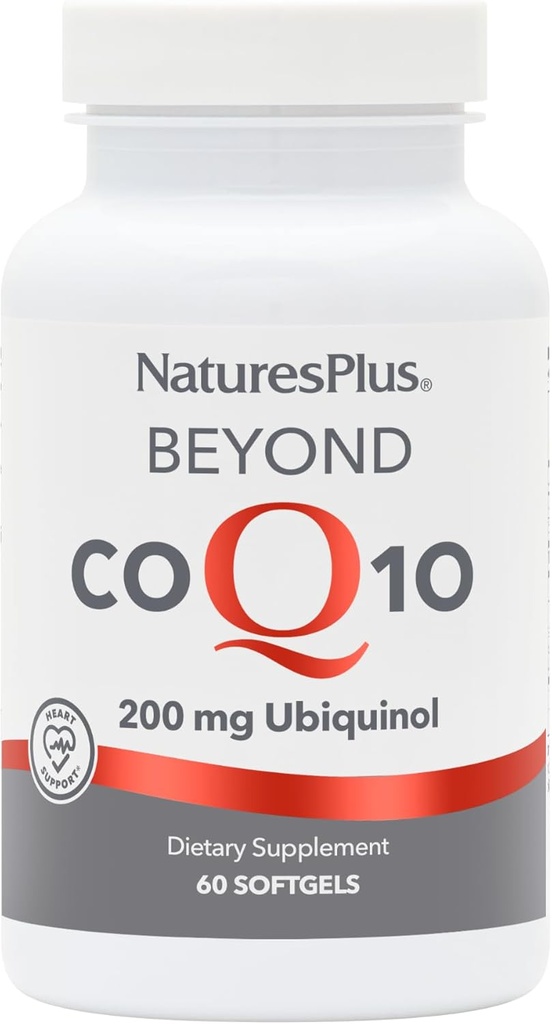 NaturesPlus Beyond CoQ10-200 mg Ubiquinol - 60 Softgels faciles à avaler - Haute puissance, supplément d'absorption élevée, favorise la santé cardiaque, antioxydant - 60 portions