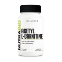 Supplément NutraBio acétyl L-Carnitine (ALCAR), 500mg - Soutenir la production d'énergie naturelle, la gestion métabolique et la santé globale, 90 Capsules