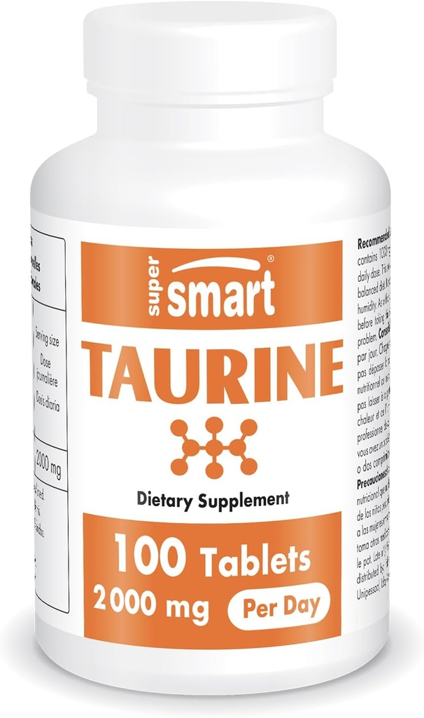 Supersmart - Supplément Taurine 2000mg par jour (haute force) - Acid Amino - Sport Nutrition Comprimés