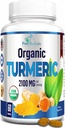 Turcuma biologique - 2100mg USDA Curcuma curcuma biologique avec poivre noir, végétalien - 60 comprimés
