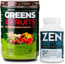 Nutrologie Greens & Fruits Superfood, Chocolat (30 portions) Supplément de magnésium naturel Zen (30 portions)