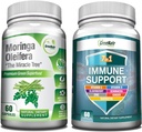 GreeNatr Energy Support & Immune Defense Bundle: Pure Moringa Oleifera Leaf Extract Gélules de légumes (1000 mg) avec 7-en-1 Immune Support Formula for Energy, Mood, Memory, Focus