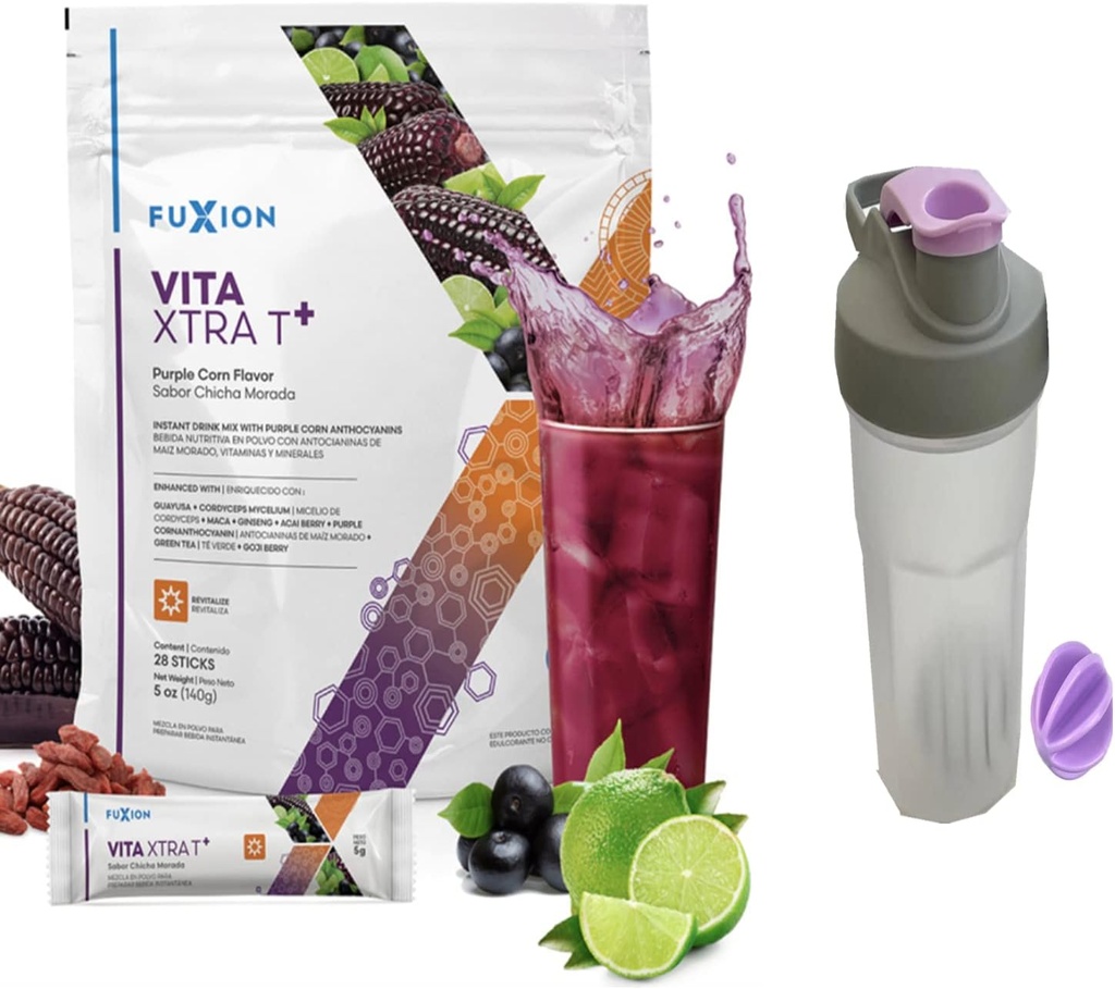 Fuxion VITA Xtra T+, Boost d'énergie longue durée qui durera toute la journée, boisson énergétique (VITA Xtra T+, 28 bâtons)