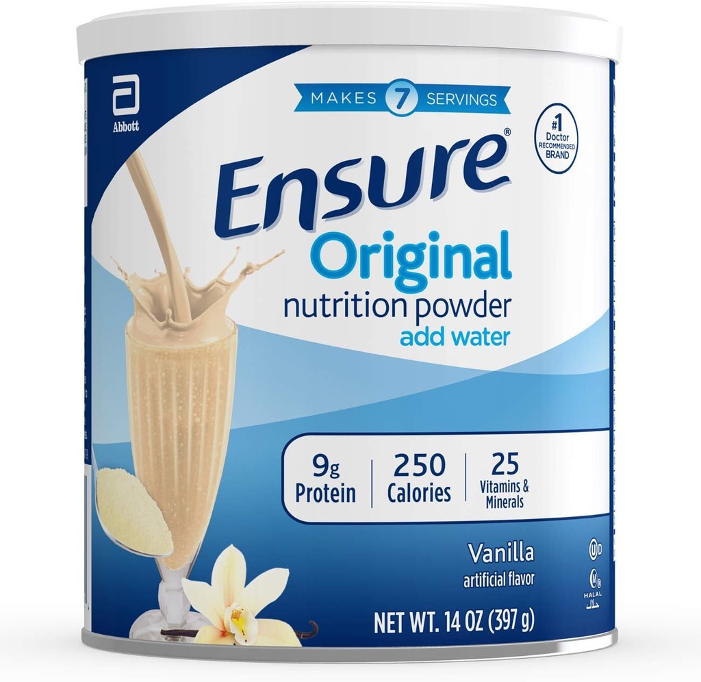 S'assurer de la nutrition originale Shake Poudre avec 9 grammes de protéines, Shakes repas, Vanille, 14 oz